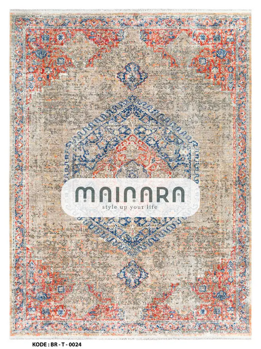 Karpet Tradisional (BR-T-0024) - Brown,Red,Grey,Orange