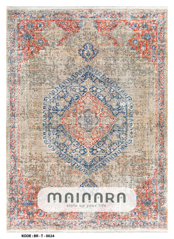 Karpet Tradisional (BR-T-0024) - Brown,Red,Grey,Orange