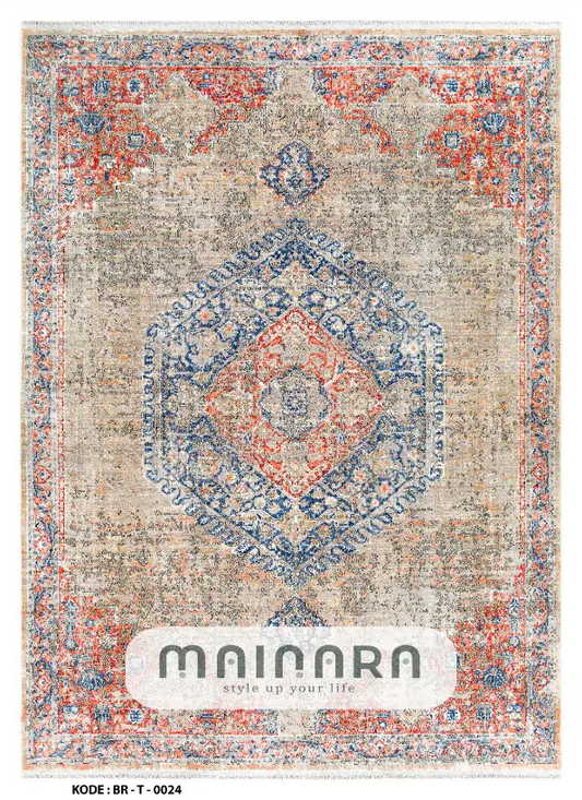 Karpet Tradisional (BR-T-0024) - Brown,Red,Grey,Orange