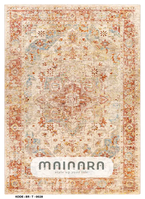 Karpet Tradisional (BR-T-0028) - Brown,Orange,Blue