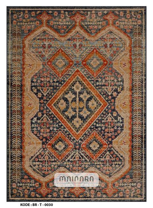 Karpet Tradisional (BR-T-0030) - Brown,Black,Orange