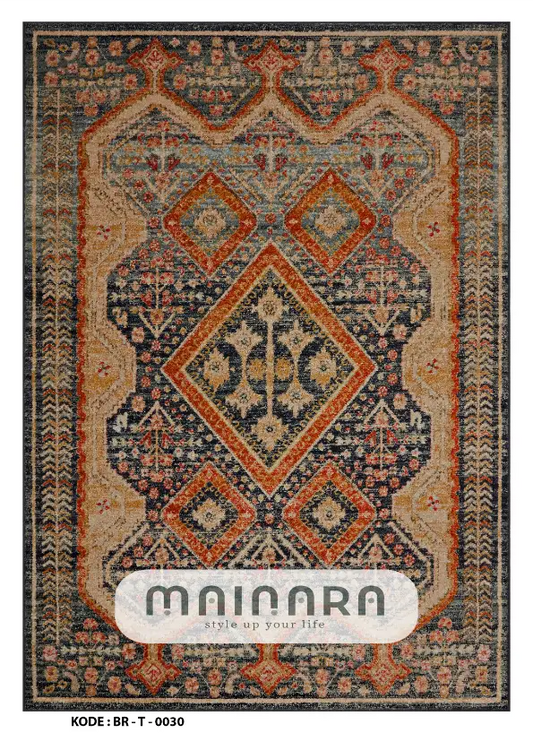 Karpet Tradisional (BR-T-0030) - Brown,Black,Orange