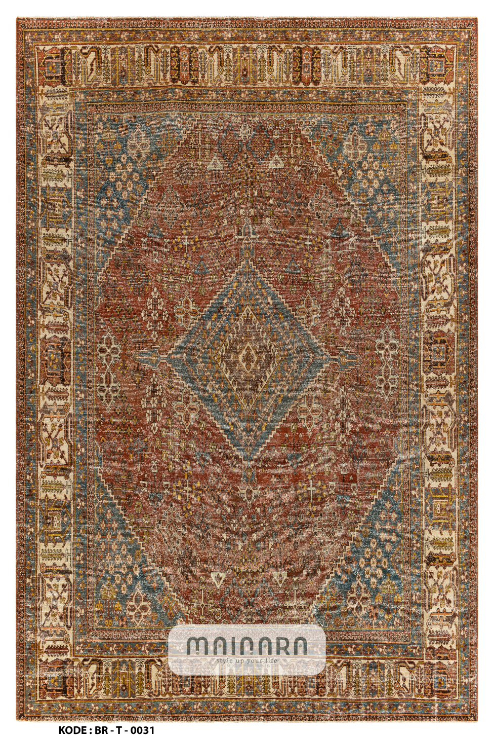 Karpet Tradisional (BR-T-0031) - Brown,Blue