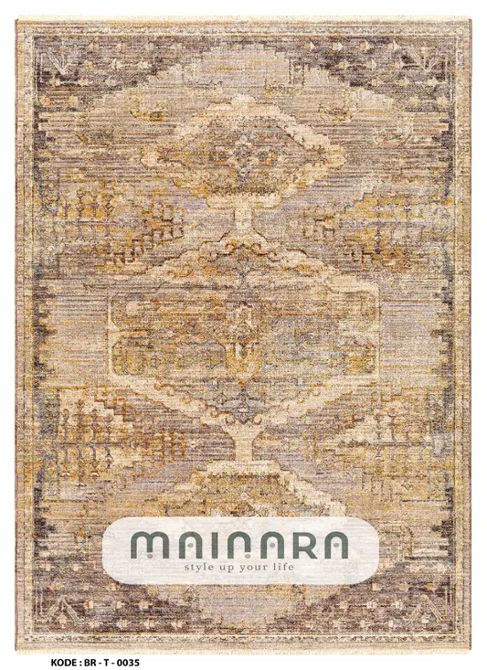 Karpet Tradisional (BR-T-0035) - Brown,Cream