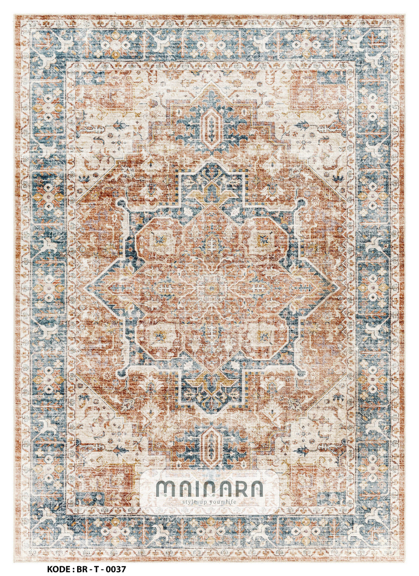 Karpet Tradisional (BR-T-0037) - Brown,Blue,Grey