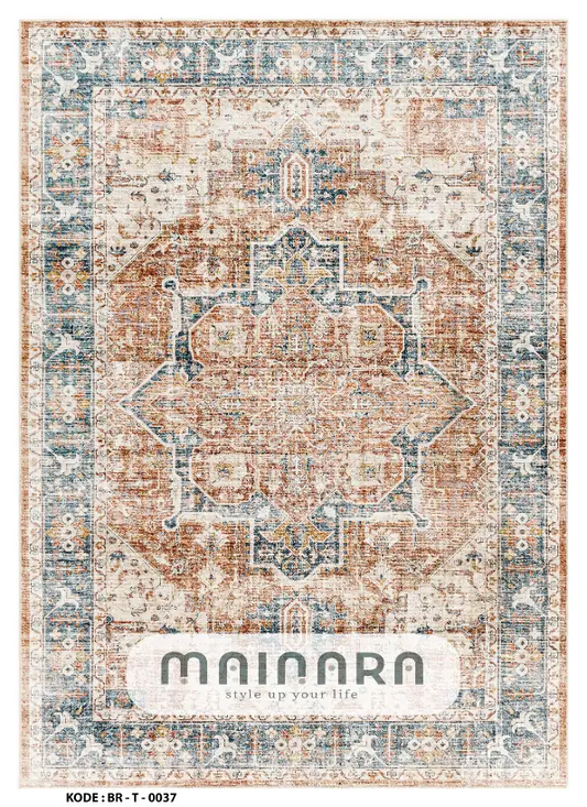 Karpet Tradisional (BR-T-0037) - Brown,Blue,Grey