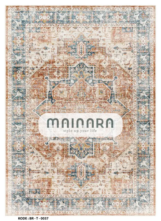 Karpet Tradisional (BR-T-0037) - Brown,Blue,Grey