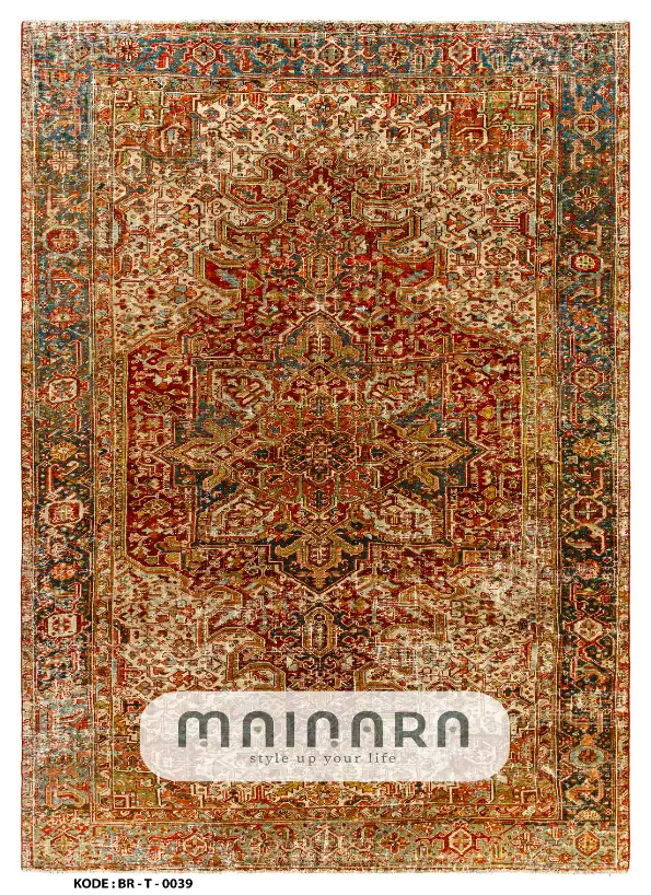Karpet Tradisional (BR-T-0039) - Brown,Green,Red