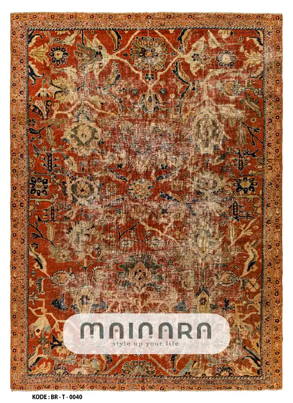 Karpet Tradisional (BR-T-0040) - Brown,Orange,Red,Black
