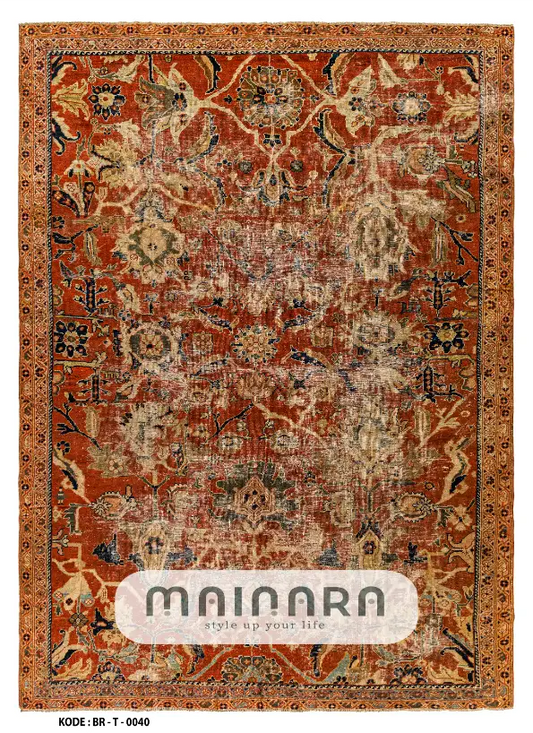Karpet Tradisional (BR-T-0040) - Brown,Orange,Red,Black