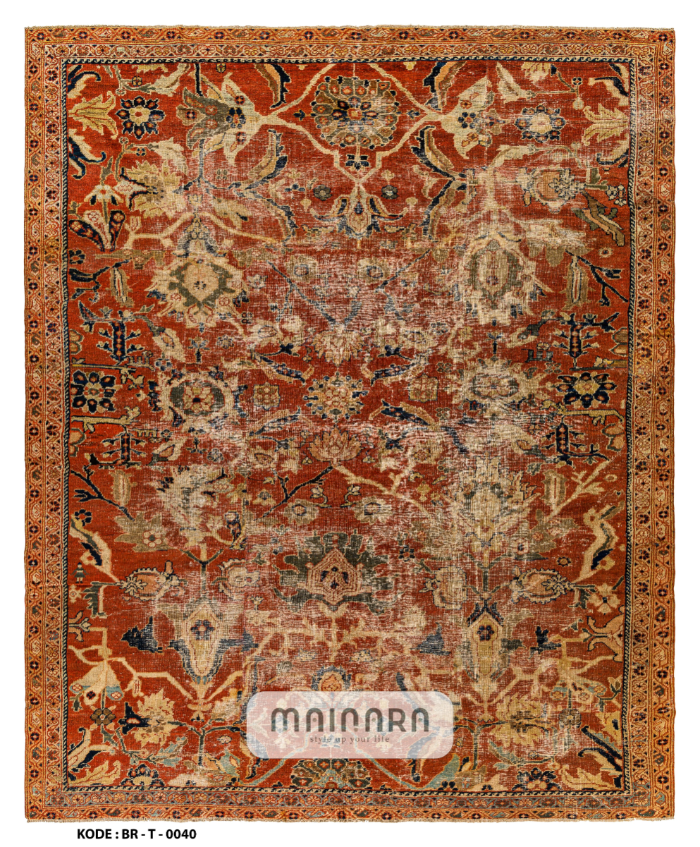 Karpet Tradisional (BR-T-0040) - Brown,Orange,Red,Black