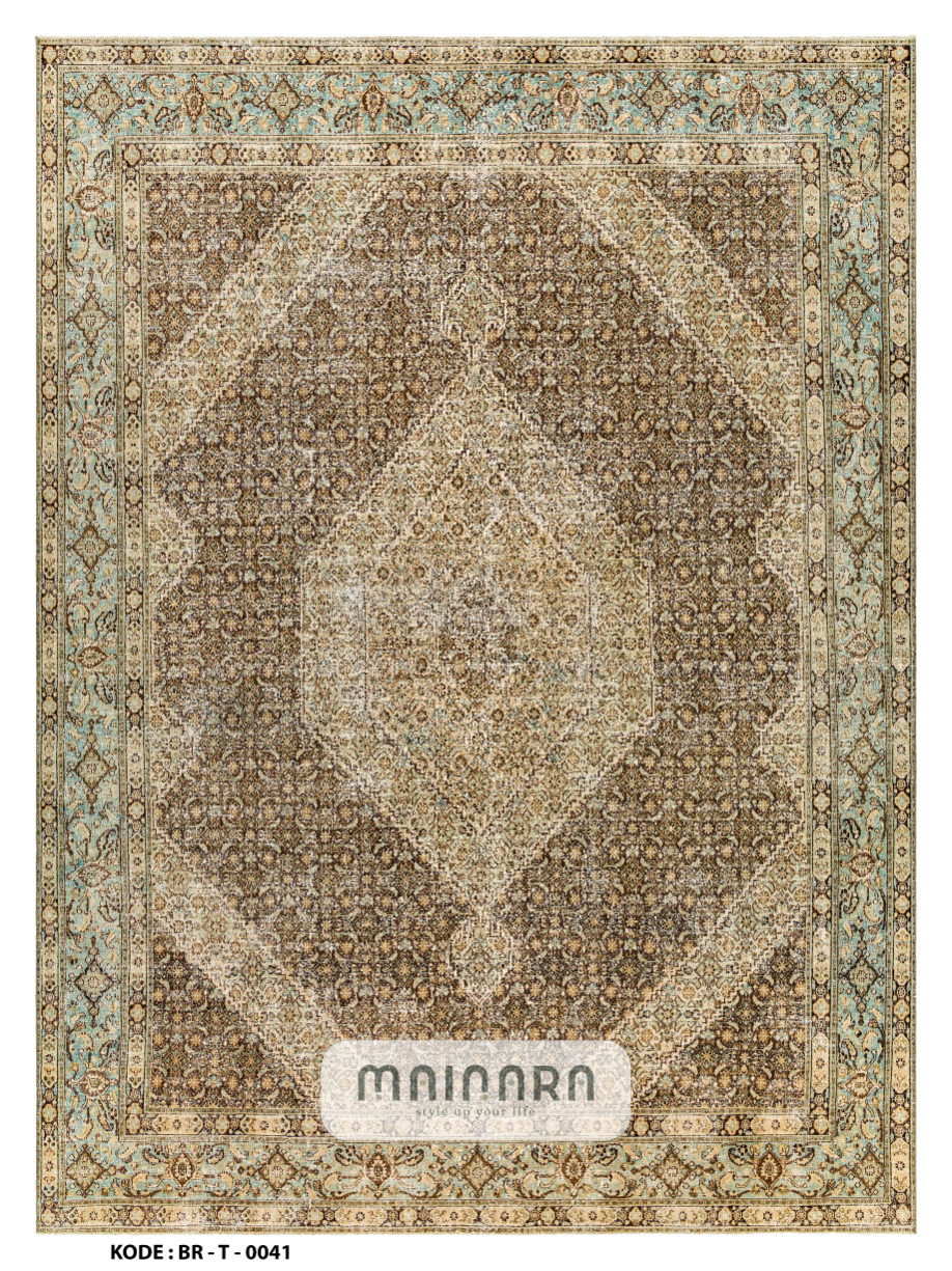 Karpet Tradisional (BR-T-0041) - Brown,Green,Cream