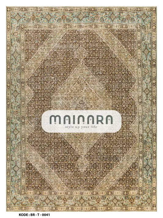 Karpet Tradisional (BR-T-0041) - Brown,Green,Cream