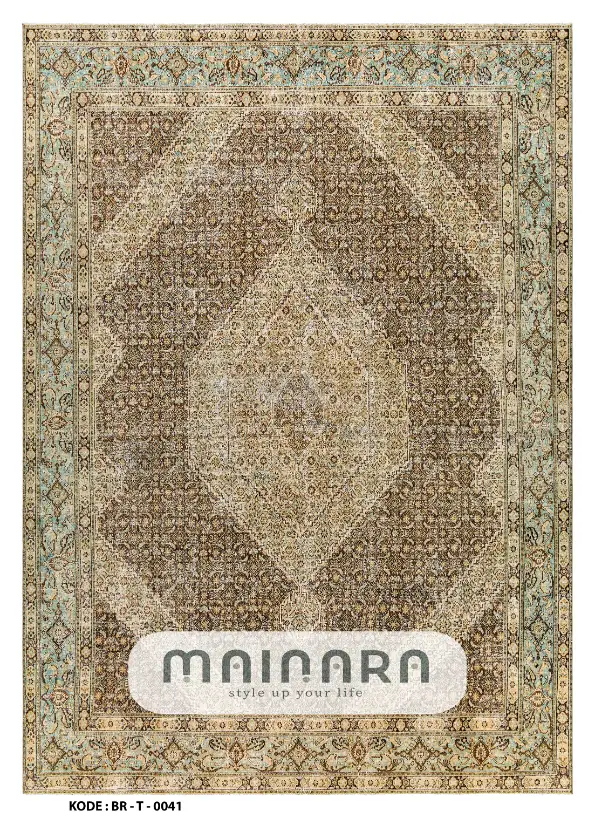 Karpet Tradisional (BR-T-0041) - Brown,Green,Cream