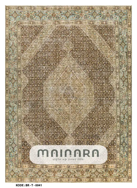 Karpet Tradisional (BR-T-0041) - Brown,Green,Cream