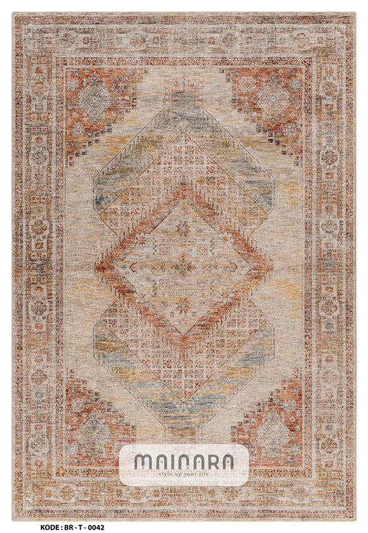 Karpet Tradisional (BR-T-0042) - Brown,Orange,Cream