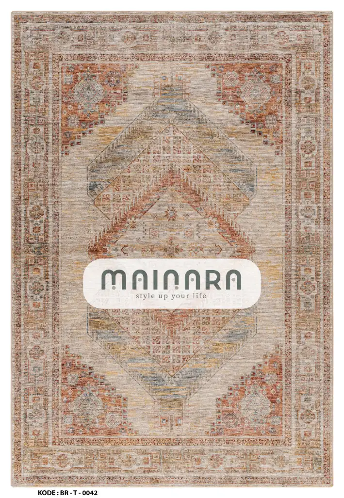 Karpet Tradisional (BR-T-0042) - Brown,Orange,Cream