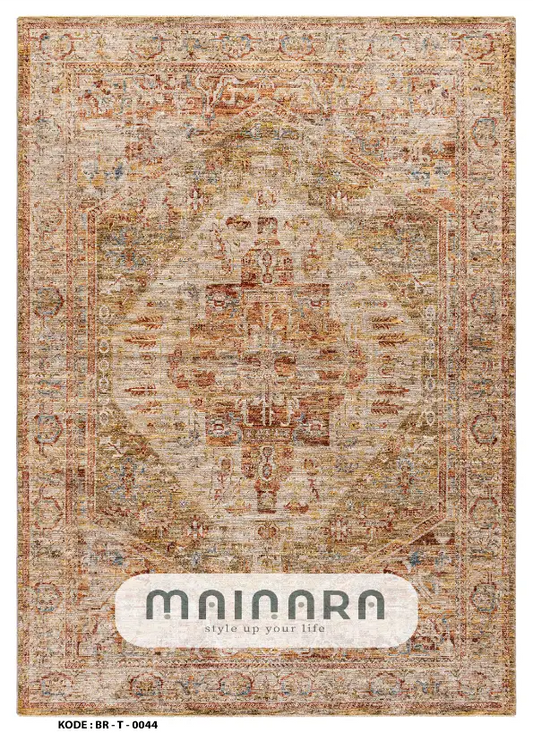 Karpet Tradisional (BR-T-0044) - Brown,Cream,Orange