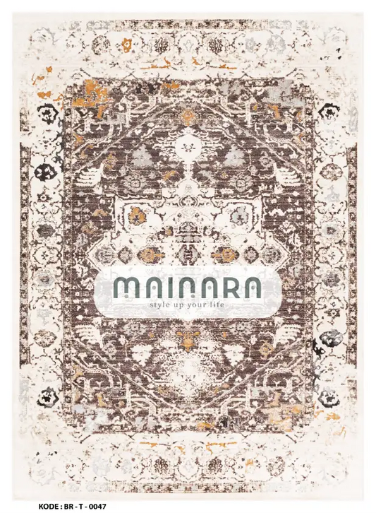Karpet Tradisional (BR-T-0047) - Brown,Cream,Orange