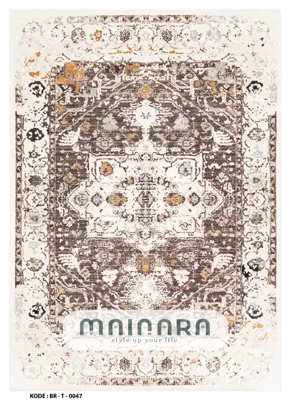 Karpet Tradisional (BR-T-0047) - Brown,Cream,Orange