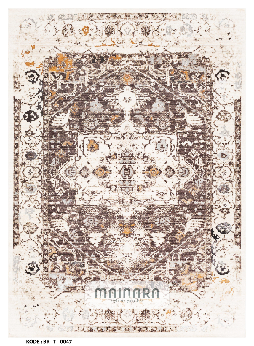 Karpet Tradisional (BR-T-0047) - Brown,Cream,Orange