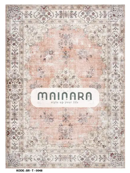 Karpet Tradisional (BR-T-0048) - Brown,Cream,Pink