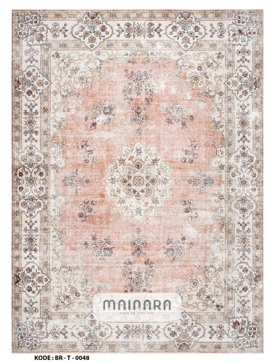 Karpet Tradisional (BR-T-0048) - Brown,Cream,Pink