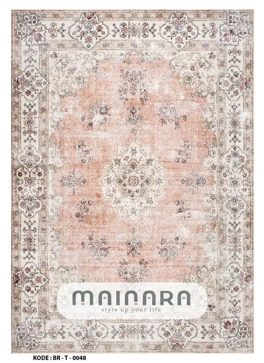 Karpet Tradisional (BR-T-0048) - Brown,Cream,Pink