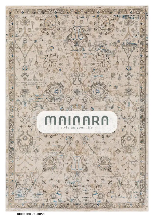 Karpet Tradisional (BR-T-0050) - Brown,Cream,Blue