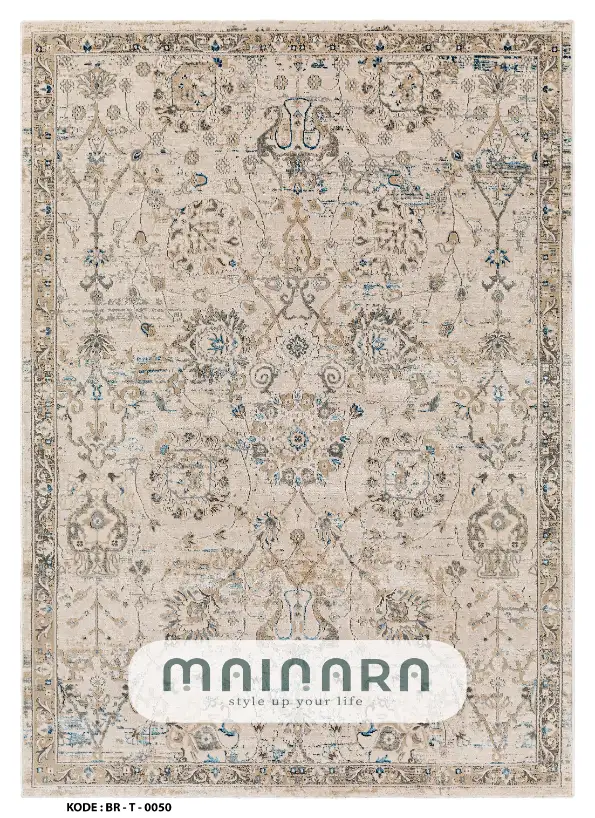 Karpet Tradisional (BR-T-0050) - Brown,Cream,Blue