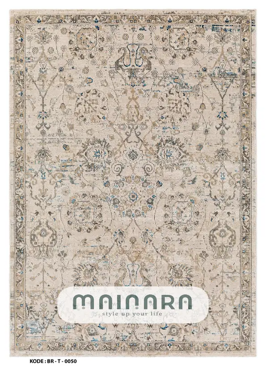 Karpet Tradisional (BR-T-0050) - Brown,Cream,Blue