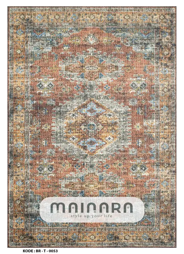 Karpet Tradisional (BR-T-0053) - Brown,Orange,Blue