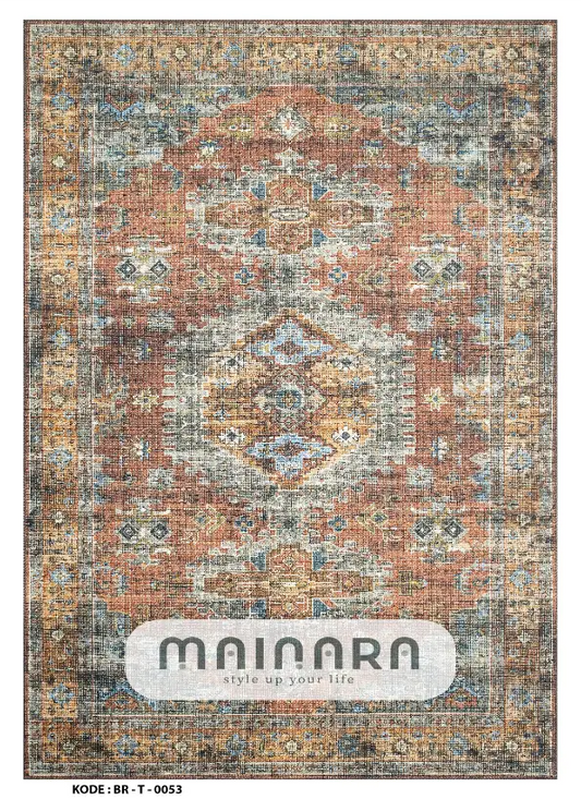 Karpet Tradisional (BR-T-0053) - Brown,Orange,Blue