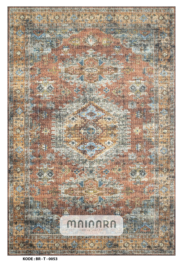 Karpet Tradisional (BR-T-0053) - Brown,Orange,Blue