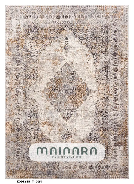 Karpet Tradisional (BR-T-0057) - Brown,Cream,Orange