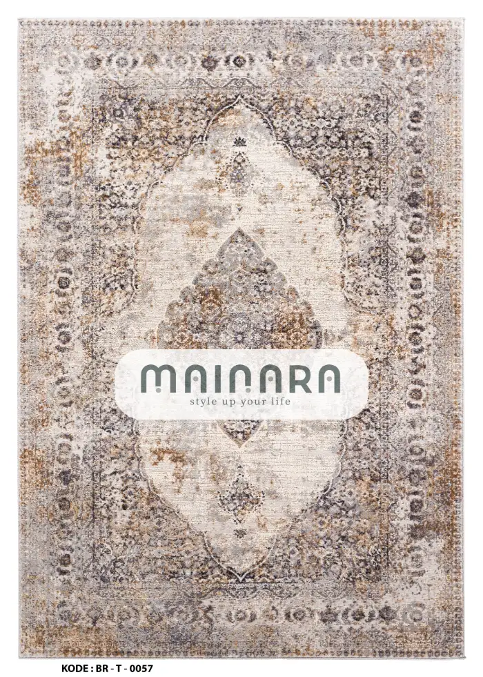 Karpet Tradisional (BR-T-0057) - Brown,Cream,Orange