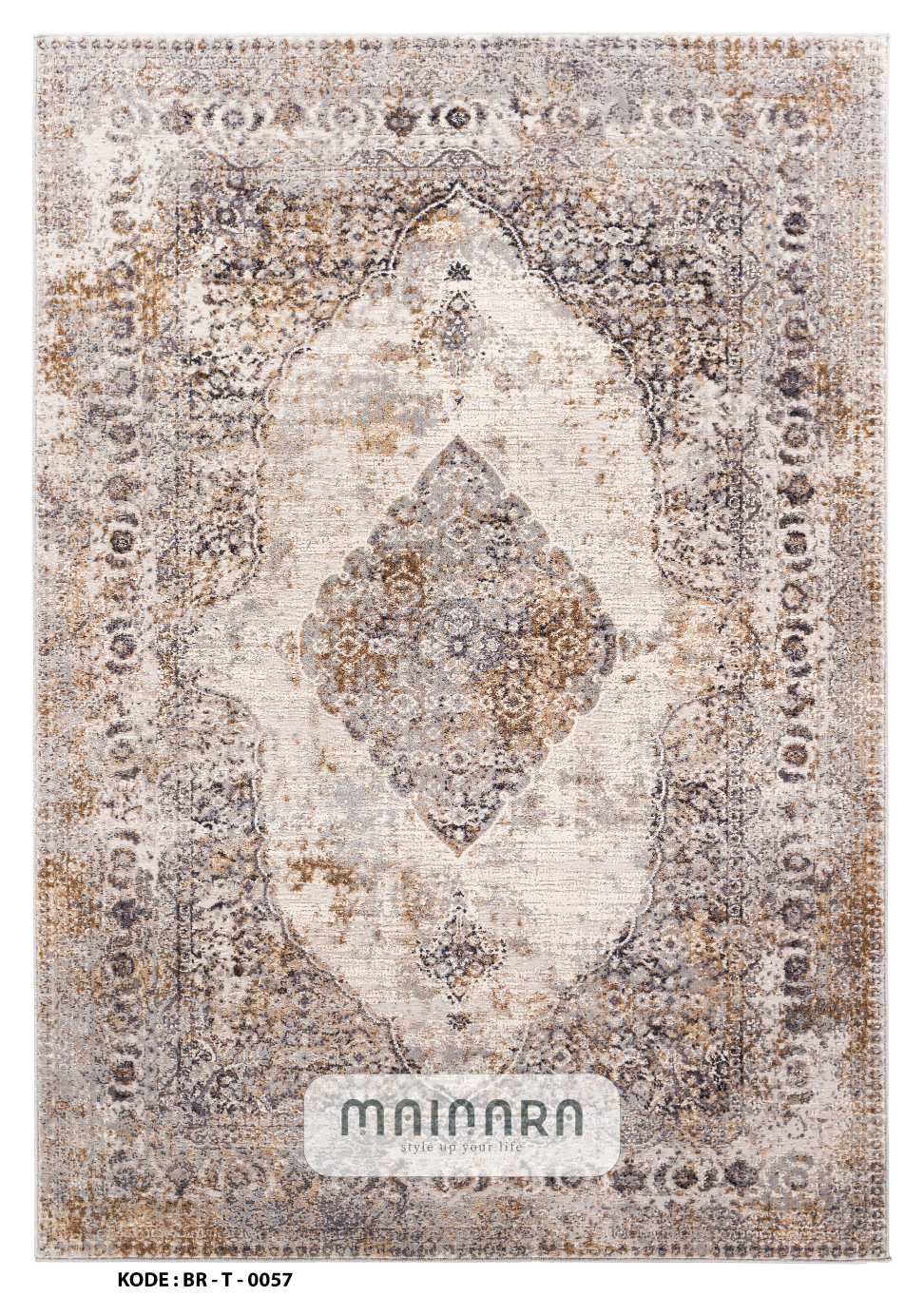 Karpet Tradisional (BR-T-0057) - Brown,Cream,Orange