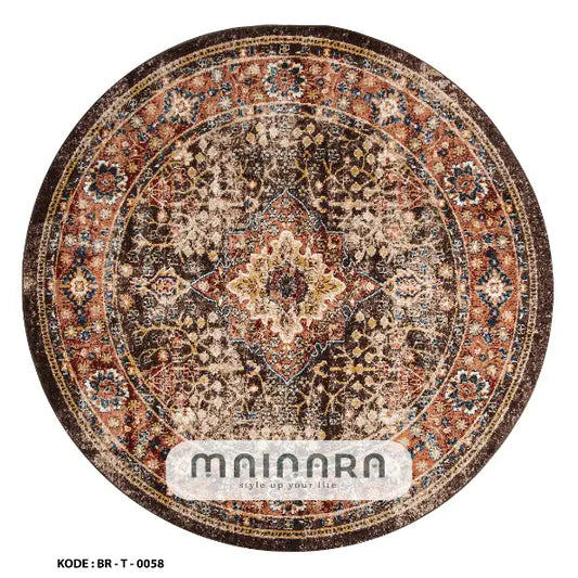 Karpet Tradisional (BR-T-0058) - Brown,Cream,Blue