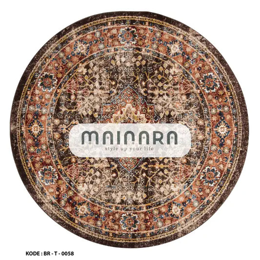 Karpet Tradisional (BR-T-0058) - Brown,Cream,Blue