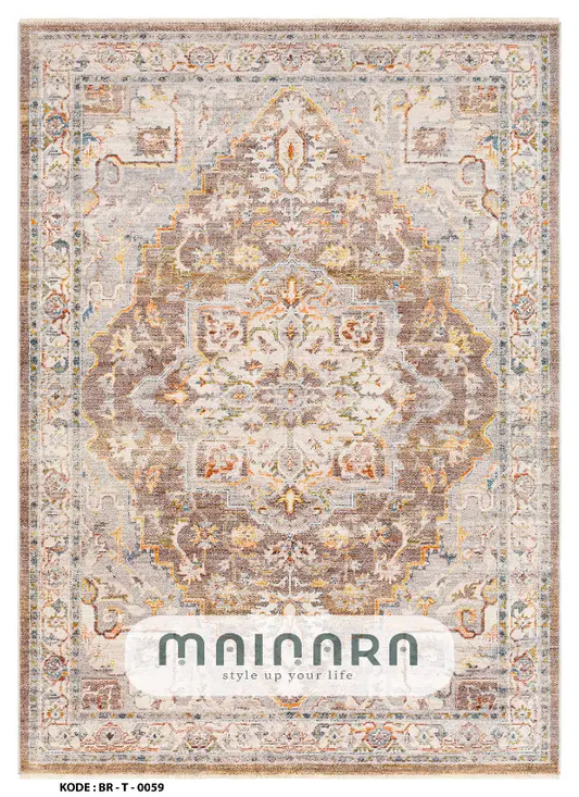 Karpet Tradisional (BR-T-0059) - Brown,Grey,Yellow