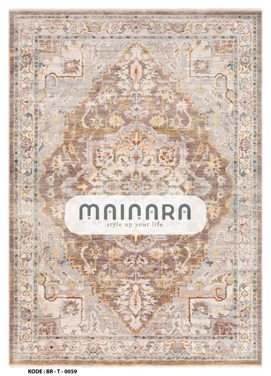 Karpet Tradisional (BR-T-0059) - Brown,Grey,Yellow