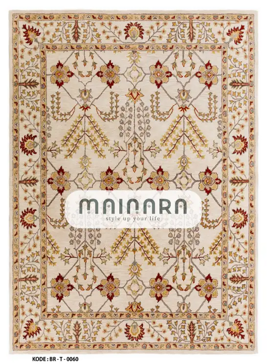 Karpet Tradisional (BR-T-0060) - Brown,Cream,Gold