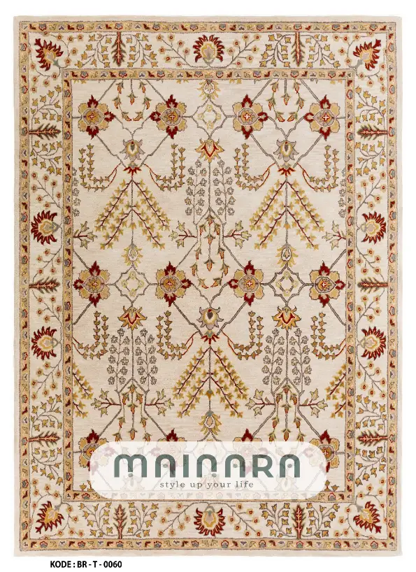 Karpet Tradisional (BR-T-0060) - Brown,Cream,Gold