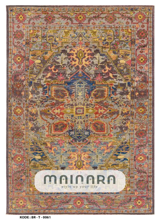 Karpet Tradisional (BR-T-0061) - Brown,Red,Grey,Green,Orange,Blue