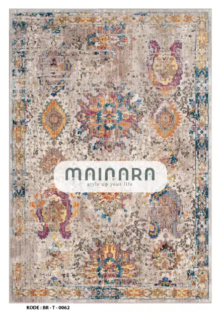 Karpet Tradisional (BR-T-0062) - Brown,Cream,Blue,Pink,Orange