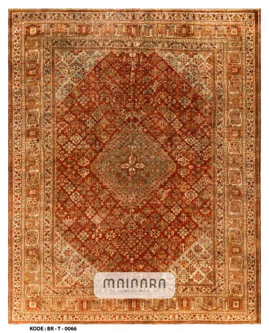 Karpet Tradisional (BR-T-0066) - Brown,Gold,Red,Orange