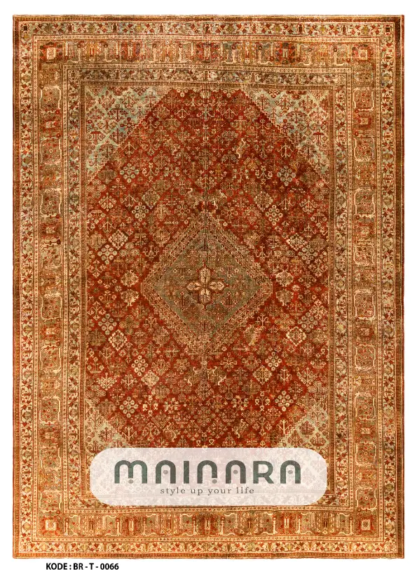 Karpet Tradisional (BR-T-0066) - Brown,Gold,Red,Orange