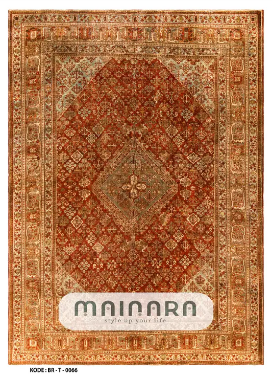 Karpet Tradisional (BR-T-0066) - Brown,Gold,Red,Orange