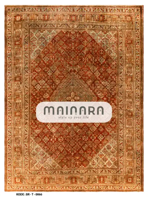 Karpet Tradisional (BR-T-0066) - Brown,Gold,Red,Orange