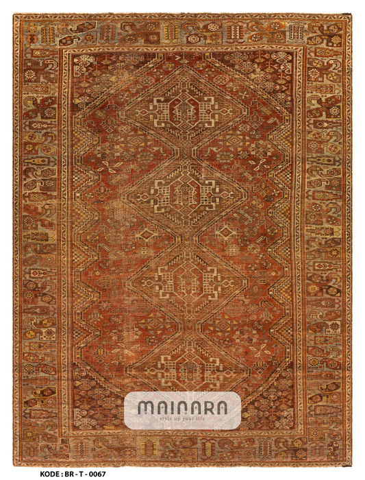 Karpet Tradisional (BR-T-0067) - Brown,Red,Orange,Gold